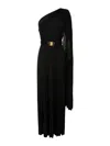 Elisabetta Franchi Single Long Sleeve Gathered Maxi Dress In Negro