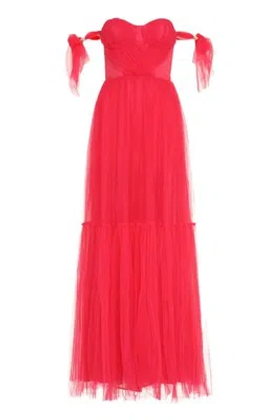 Pre-owned Elisabetta Franchi Red Carpet Pleated Tulle Dress In Pink