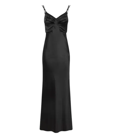 Elisabetta Franchi Red Carpet Satin Mermaid Evening Dress In Black