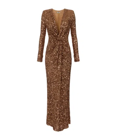 ELISABETTA FRANCHI ELISABETTA FRANCHI SEQUIN EMBELLISHED RED CARPET DRESS