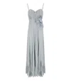 Elisabetta Franchi Pleated Dress Floral Embellishments