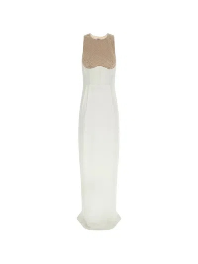 Elisabetta Franchi Red Carpet Sleeveless Maxi Dress In White