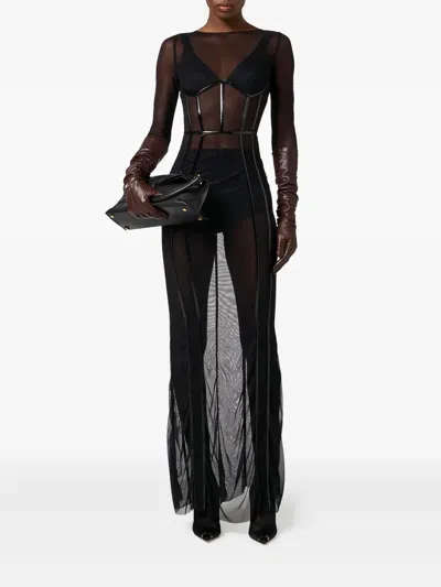 Elisabetta Franchi Red Carpet Stretch Tulle Bustier Dress In Black