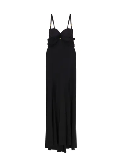 Elisabetta Franchi Red Carpet Stretch Viscose Long Dress In Black