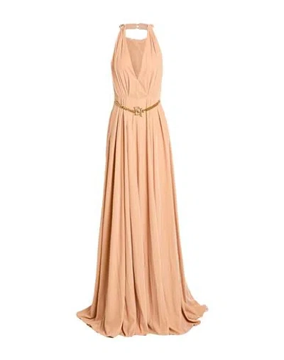 Elisabetta Franchi Red Carpet Woman Maxi Dress Apricot Size 6 Polyester In Nude