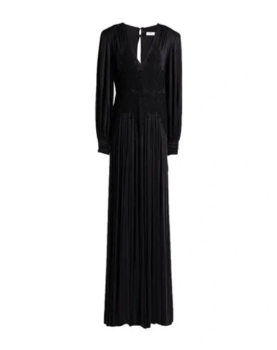 Elisabetta Franchi Red Carpet Woman Maxi Dress Black Size 8 Cupro, Elastane, Polyamide, Viscose, Cot