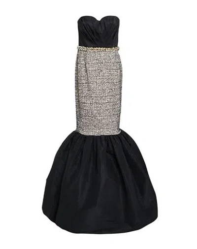 Elisabetta Franchi Red Carpet Woman Maxi Dress Black Size 8 Polyester, Cotton, Polyamide, Viscose In Black