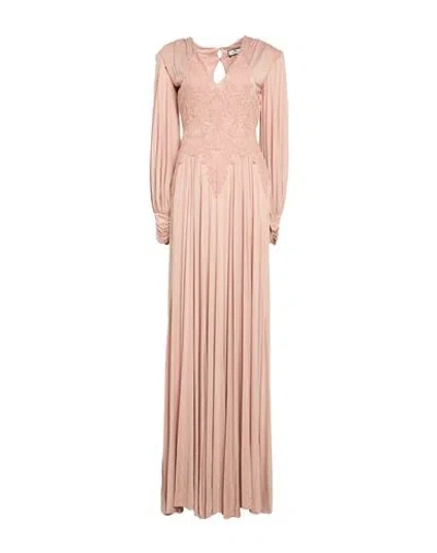 Elisabetta Franchi Red Carpet Woman Maxi Dress Blush Size 6 Cupro, Elastane, Polyamide, Viscose, Cot In Pink