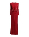 Elisabetta Franchi Red Carpet Woman Maxi Dress Brick Size 10 Polyester, Elastane In Red
