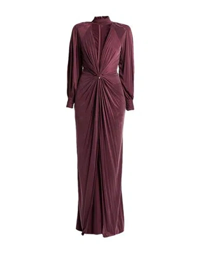 Elisabetta Franchi Red Carpet Woman Maxi Dress Burgundy Size 8 Cupro, Elastane
