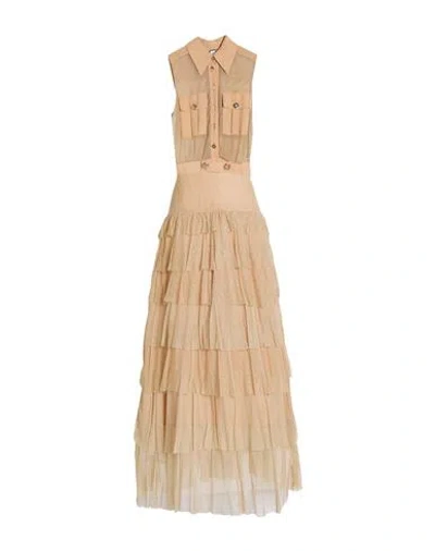 Elisabetta Franchi Red Carpet Woman Maxi Dress Camel Size 6 Viscose, Polyester In Neutral