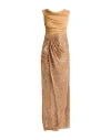 Elisabetta Franchi Red Carpet Woman Maxi Dress Camel Size 8 Viscose, Elastane, Polyester In Multi