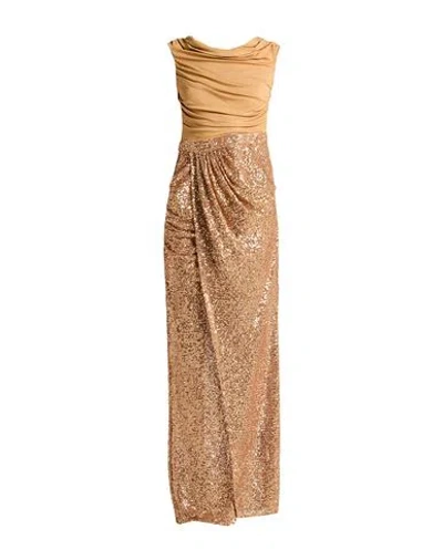Elisabetta Franchi Red Carpet Woman Maxi Dress Camel Size 8 Viscose, Elastane, Polyester In Multi