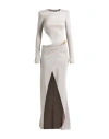 Elisabetta Franchi Red Carpet Woman Maxi Dress Grey Size 10 Viscose, Elastane In Gray