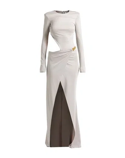 Elisabetta Franchi Red Carpet Woman Maxi Dress Grey Size 10 Viscose, Elastane In Gray