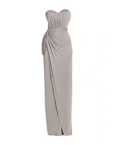 Elisabetta Franchi Red Carpet Woman Maxi Dress Grey Size 8 Cupro, Elastane