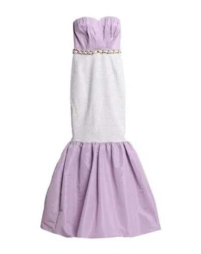 Elisabetta Franchi Red Carpet Woman Maxi Dress Lilac Size 4 Polyester, Cotton, Polyamide, Viscose In Purple