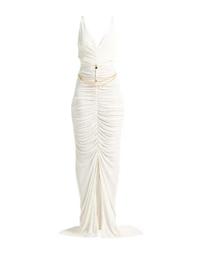 Elisabetta Franchi Red Carpet Woman Maxi Dress Off White Size 8 Viscose In Animal Print