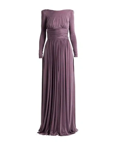 Elisabetta Franchi Red Carpet Woman Maxi Dress Plum Size 6 Cupro, Elastane In Purple