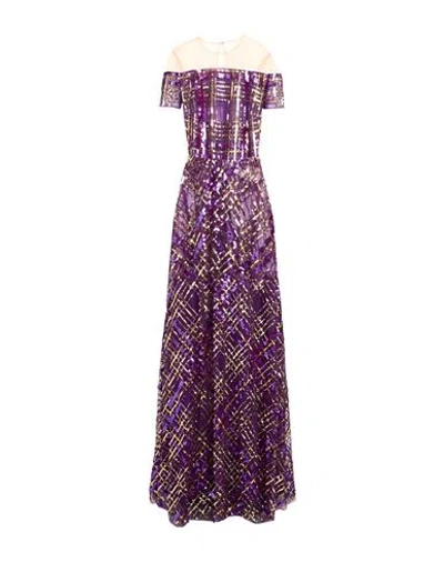 Elisabetta Franchi Red Carpet Woman Maxi Dress Purple Size 6 Polyamide, Plastic