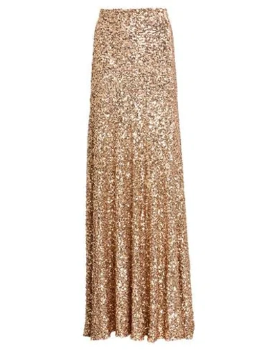 Elisabetta Franchi Red Carpet Woman Maxi Skirt Platinum Size 12 Polyester, Elastane In Gold