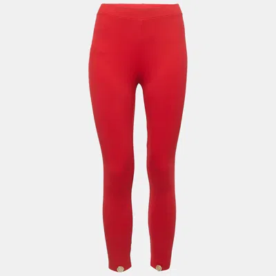 Pre-owned Elisabetta Franchi Red Nylon Knit Leggings S