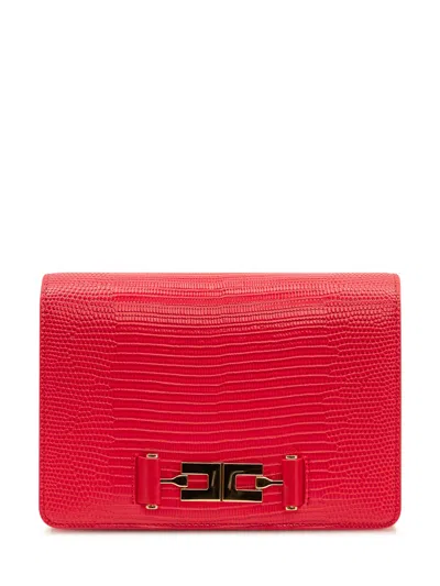 Elisabetta Franchi Red Passion Textured Mini Clutch Pochette With Sculpted Rilievo Detail