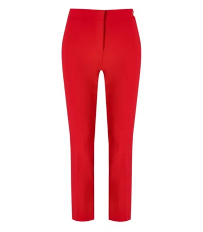 Elisabetta Franchi Slits Cropped Crepe Trousers In Red