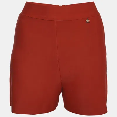 Elisabetta Franchi Red Stretch Knit High Waist Shorts