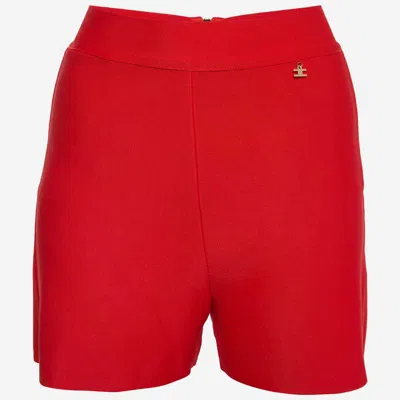 Elisabetta Franchi Red Stretch Knit High Waist Shorts