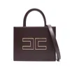 Elisabetta Franchi Structured Tote Bag With Dual Handles And Gold-tone Logo In Brown