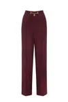 Elisabetta Franchi Wide Leg Trousers Gold Hardware In Red