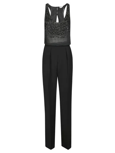 Elisabetta Franchi Refined Wide-leg Jumpsuit With Sophisticated Silhouette In Black
