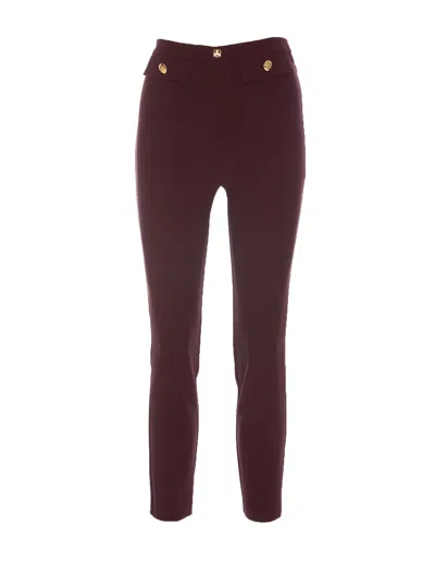 Elisabetta Franchi Regular Pants In Crepe Stretch In Rouge Noir