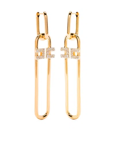 Elisabetta Franchi Rhinestone Earrings In Gold