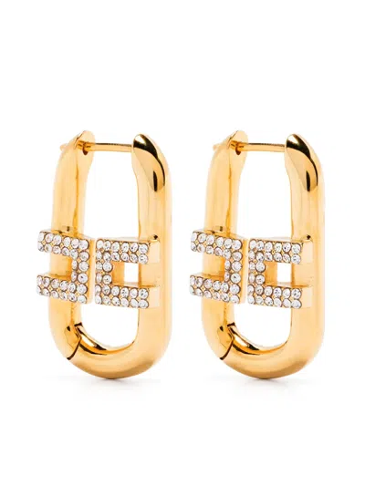 Elisabetta Franchi Rhinestone Earrings In Gold