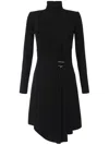 Elisabetta Franchi Black Long Sleeves Rhinestone Embellishment Dress In Black