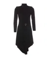 Elisabetta Franchi Black Long Sleeves Rhinestone Embellishment Dress In Black