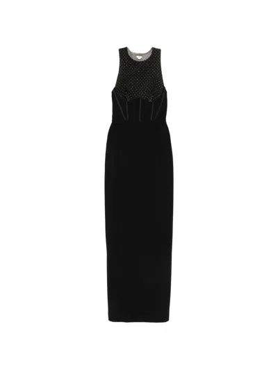 Elisabetta Franchi Crystal-embellished Open-back Maxi Dress In Multi