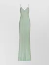Elisabetta Franchi Rhinestone Embellished Velvet Dress With Spaghetti Straps In Green
