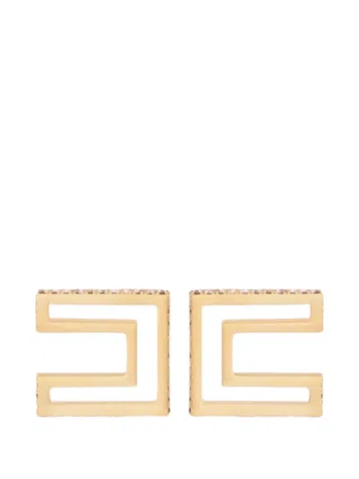 Elisabetta Franchi Rhinestones-embellishment Earrings In Gold