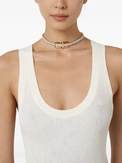 Elisabetta Franchi Rhinestones-embellishment Necklaces In White