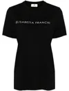 Elisabetta Franchi Rhinestones-logo Jersey T-shirt In Black