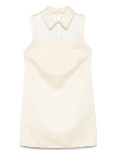 Elisabetta Franchi Rhinestones Satin Mini Dress In Yellow