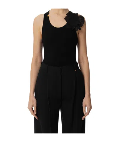 Elisabetta Franchi Rib Knitted Vest In Black