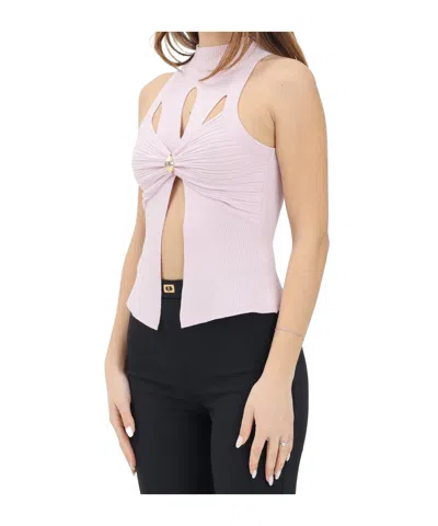 Elisabetta Franchi Rib Knitted Vest In Purple