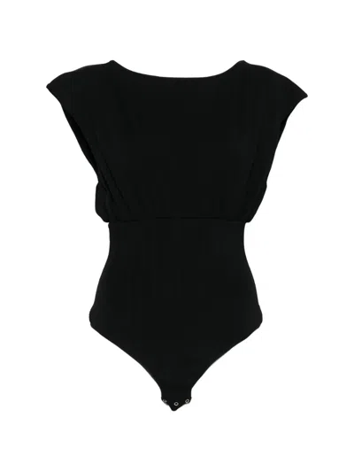Elisabetta Franchi Ribbed Bodysuit In Black