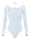 Elisabetta Franchi Ribbed Bodysuit In Blue