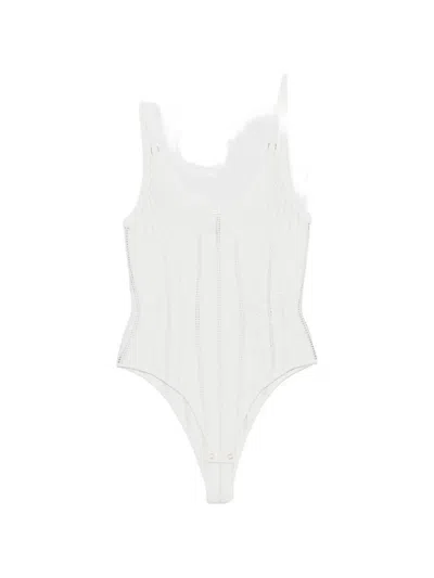 Elisabetta Franchi Ribbed Bodysuit In White
