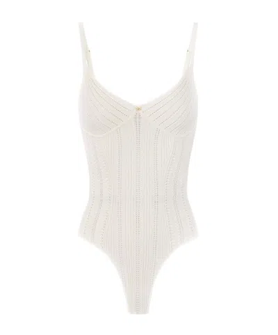 Elisabetta Franchi Ribbed Bodysuit In White